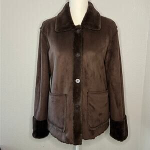 Brandon Thomas Reversible Suede Fur Jacket Women’s Small S Brown with Pockets